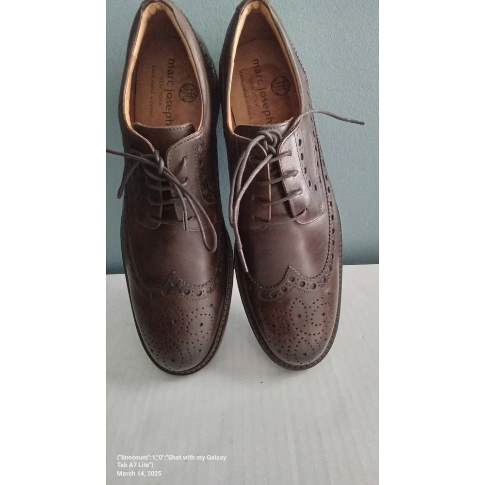 Marc‎ Joseph New York Wingtip Oxford Dress Shoes Leather Brown Brogue Size